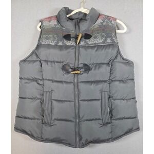 Ruff Hewn Womens Vest Large Gray Puffer Toggle Zip Southwest Yoke Winter Outdoor